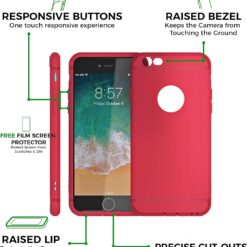 iPhone 6/6S Plus - Red Mobile Case with Screen Protector – Ultra Thin Slim Fit Light Soft Protection TPU