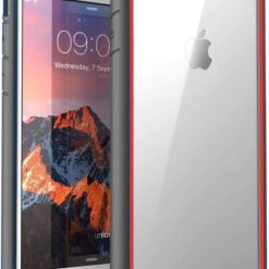 iPhone 7/8 - Clear Back with Red & Black Border with Screen Protector