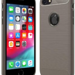 iPhone 7/8 Plus - Shockproof Silicone Light Brushed Grip Case Protective Case Cover Grey + Free Screen Protector