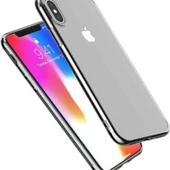 iPhone XR - Crystal Clear Back Premium Soft TPU Cover Ultra Thin Slim with Electroplating Bumper Silicone Protective Case - Silver