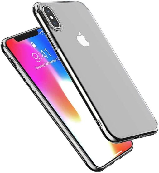 iPhone XR - Crystal Clear Back Premium Soft TPU Cover Ultra Thin Slim with Electroplating Bumper Silicone Protective Case - Silver