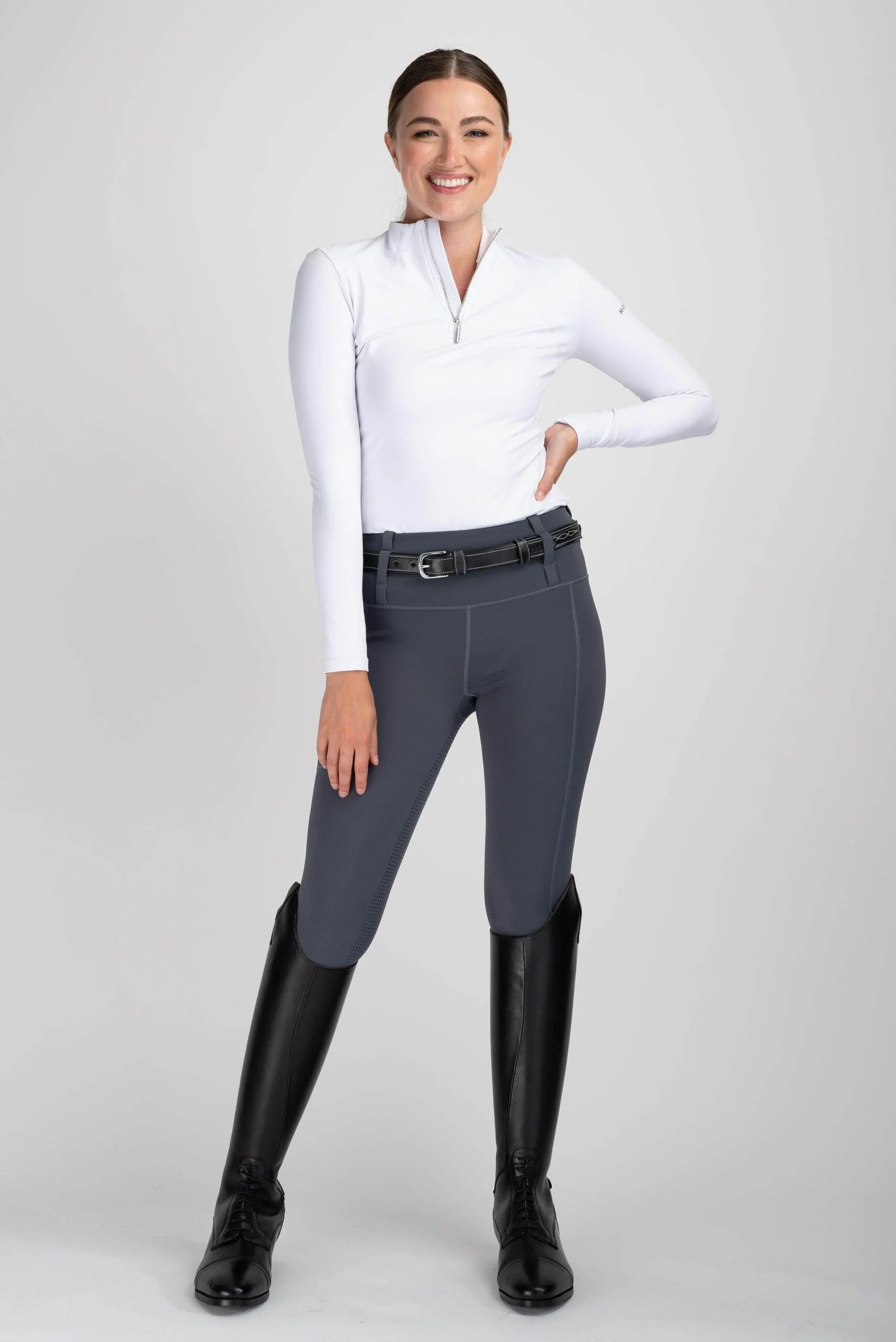 Full Seat Pull On Breeches in Charcoal Grey