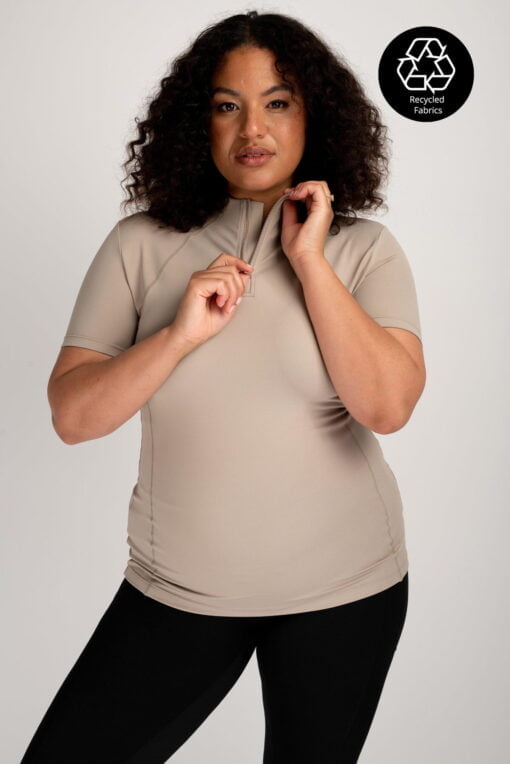 Short Sleeve Base Layer in Taupe RECYCLED FABRIC