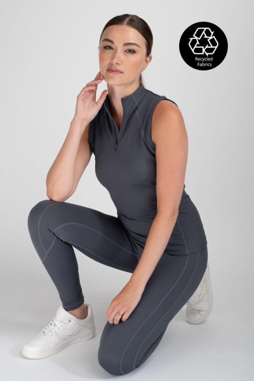 Sleeveless Base Layer in Charcoal RECYCLED FABRIC