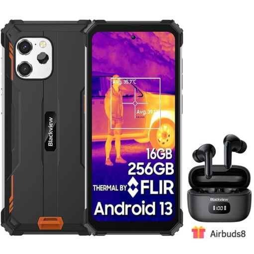 BLACKVIEW BV8900 Mobile Phone Robuste + Airbuds 8 Black - Orange