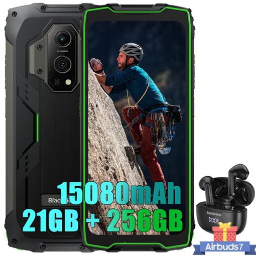 BLACKVIEW BV9300 Mobile Phone Robuste + Airbuds 7 - Green