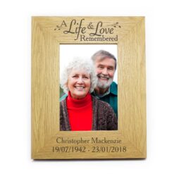 Personalised Life & Love 4x6 Oak Finish Photo Frame