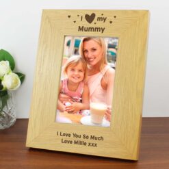 Personalised Oak Finish 4x6 I Heart My Photo Frame