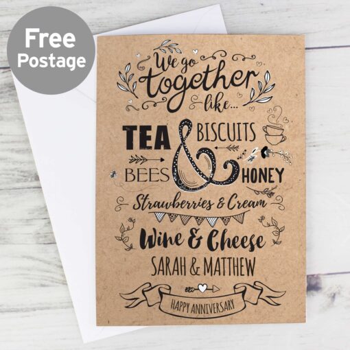 Personalised 'We Go Together Like' Gift Card