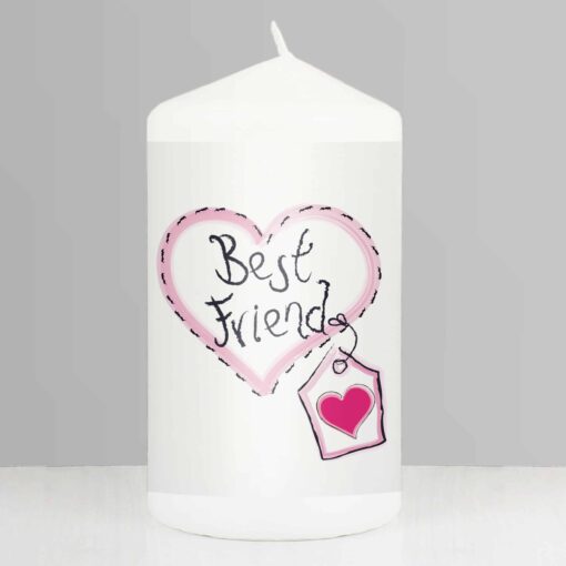 Best Friend Heart Stitch Pillar Candle