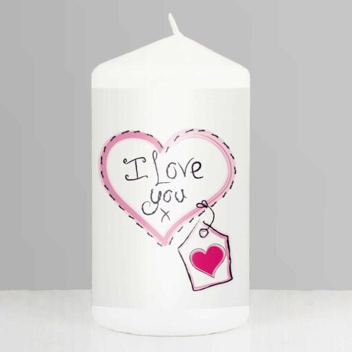 Heart Stitch - I Love You Pillar Candle