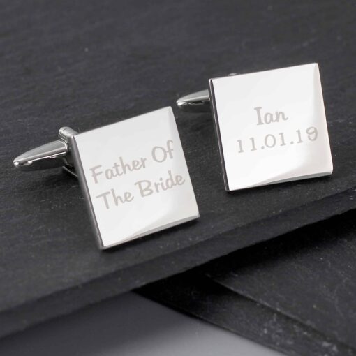 Personalised Wedding Role Square Cufflinks - 2 lines