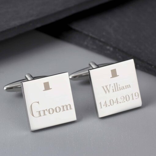 Personalised Decorative Wedding Groom Square Cufflinks