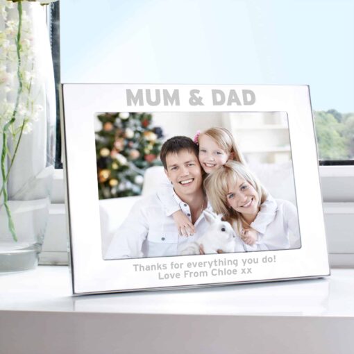 Personalised Silver 7x5 Mum & Dad Photo Frame