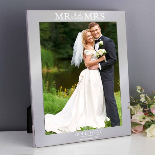 Personalised Mr & Mrs 8x10 Silver Photo Frame