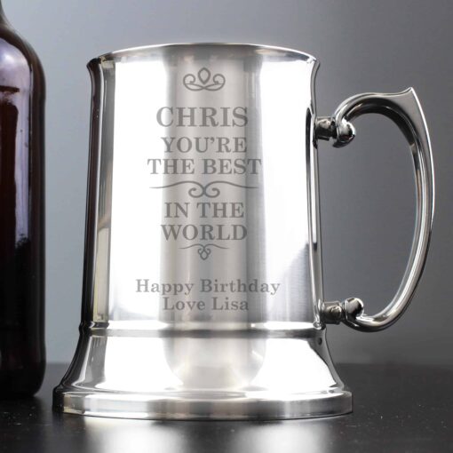 Personalised Best in the World Stainless Steel Tankard