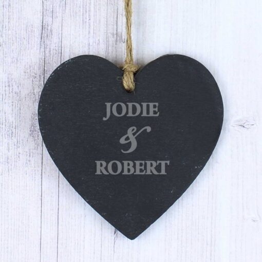 Personalised Couples Slate Heart Decoration