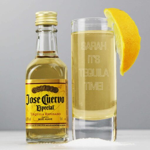 Personalised Shot Glass and Miniature Tequila - Text Only