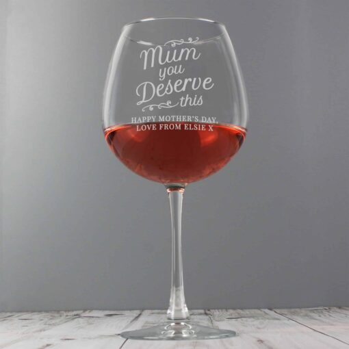 Personalised 'Mum You Deserve This' Gin Balloon Glass