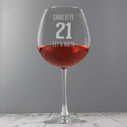 Personalised Big Age Bottle of Wine Glass