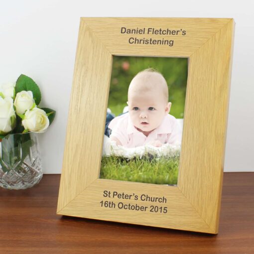 Personalised Long Message 4x6 Oak Finish Photo Frame