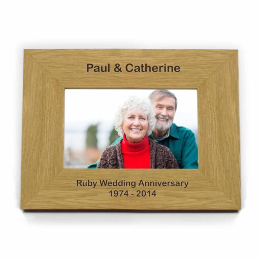 Personalised Short Message 6x4 Landscape Oak Finish Photo Frame