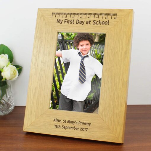 Personalised Oak Finish 4x6 My First Day At School Photo Frame