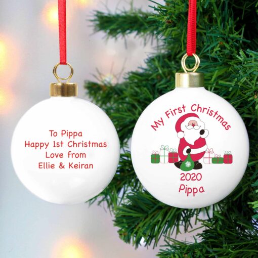 Personalised Santa with Presents Bauble