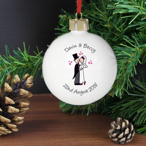 Personalised Cartoon Couple Keepsake Bauble