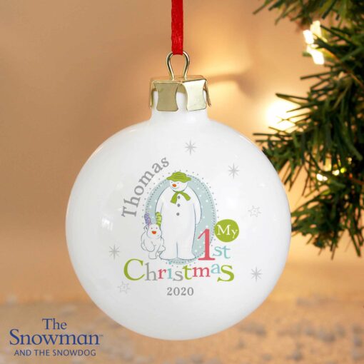 Personalised The Snowman and the Snowdog My 1st Christmas Bauble