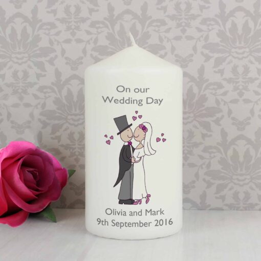 Personalised Cartoon Couple Pillar Candle