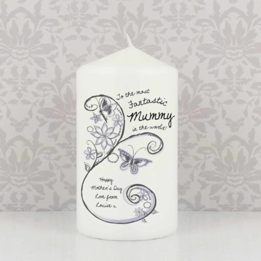 Personalised Flower Pattern Pillar Candle