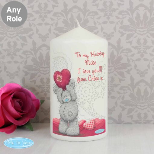 Personalised Me To You Heart Pillar Candle