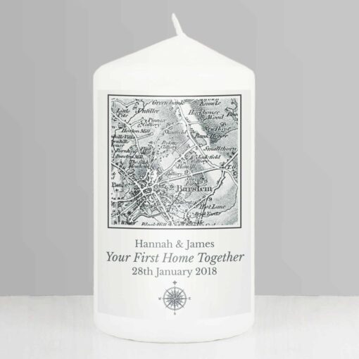 Personalised 1805 - 1874 Old Series Map Compass Pillar Candle