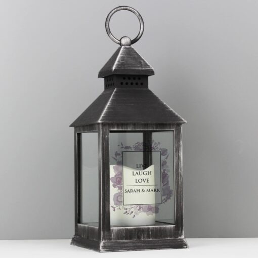 Personalised Soft Watercolour Rustic Black Lantern