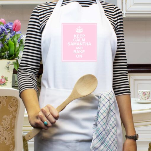 Personalised Keep Calm White Apron