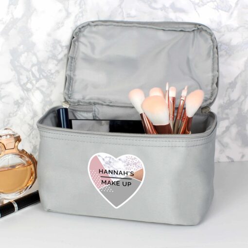 Personalised Geometric Grey Vanity Bag