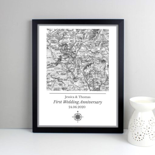 Personalised 1805 - 1874 Old Series Map Compass Black Framed Print