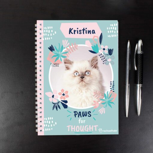 Personalised Rachael Hale 'Paws for Thought' Cat A5 Notebook