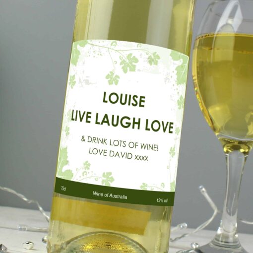 Personalised White Wine Ivy Label