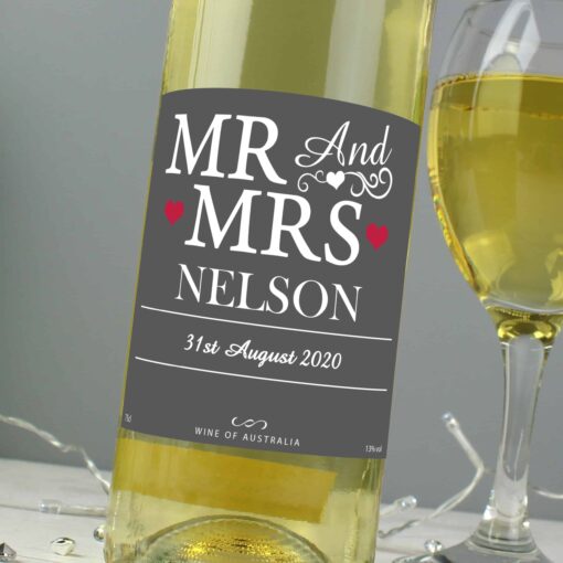 Personalised Mr & Mrs White Wine