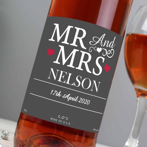 Personalised Mr & Mrs Rose Wine