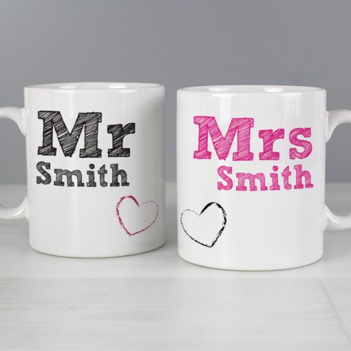 Personalised MR & MRS MUG SET