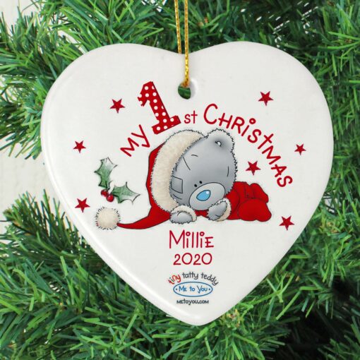 Personalised Me to You My 1st Christmas Ceramic Heart Decoration