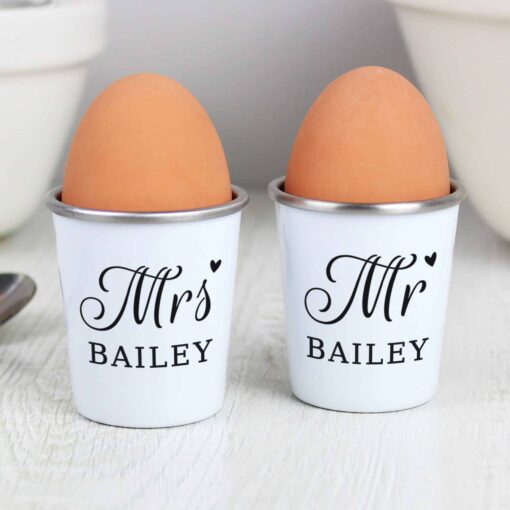 Personalised Mr & Mrs Egg Cups