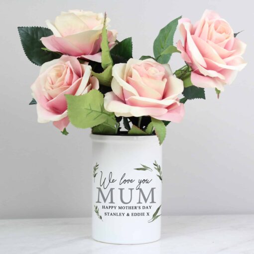 Personalised Botanical Flower Pot Straight Sided Flower Pot