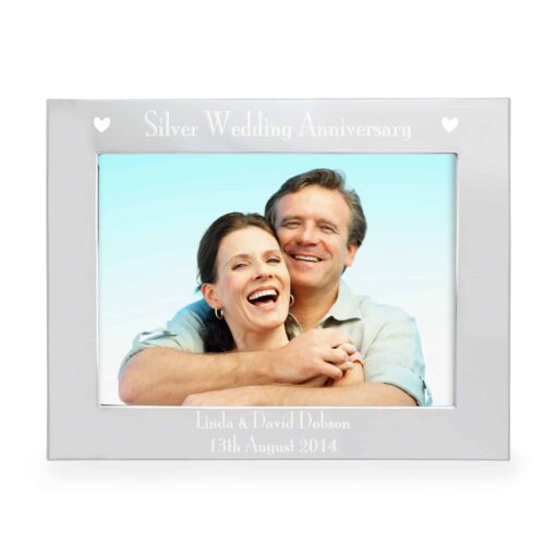 Personalised Silver Anniversary 7x5 Landscape Photo Frame