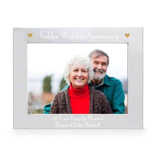 Personalised Silver 7x5 Golden Anniversary Landscape Photo Frame