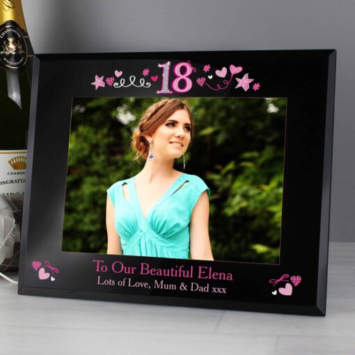 Personalised 18th Birthday Black Glass 7x5 Frame