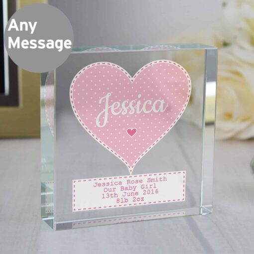 Personalised Stitch & Dot Baby Girl Large Crystal Token